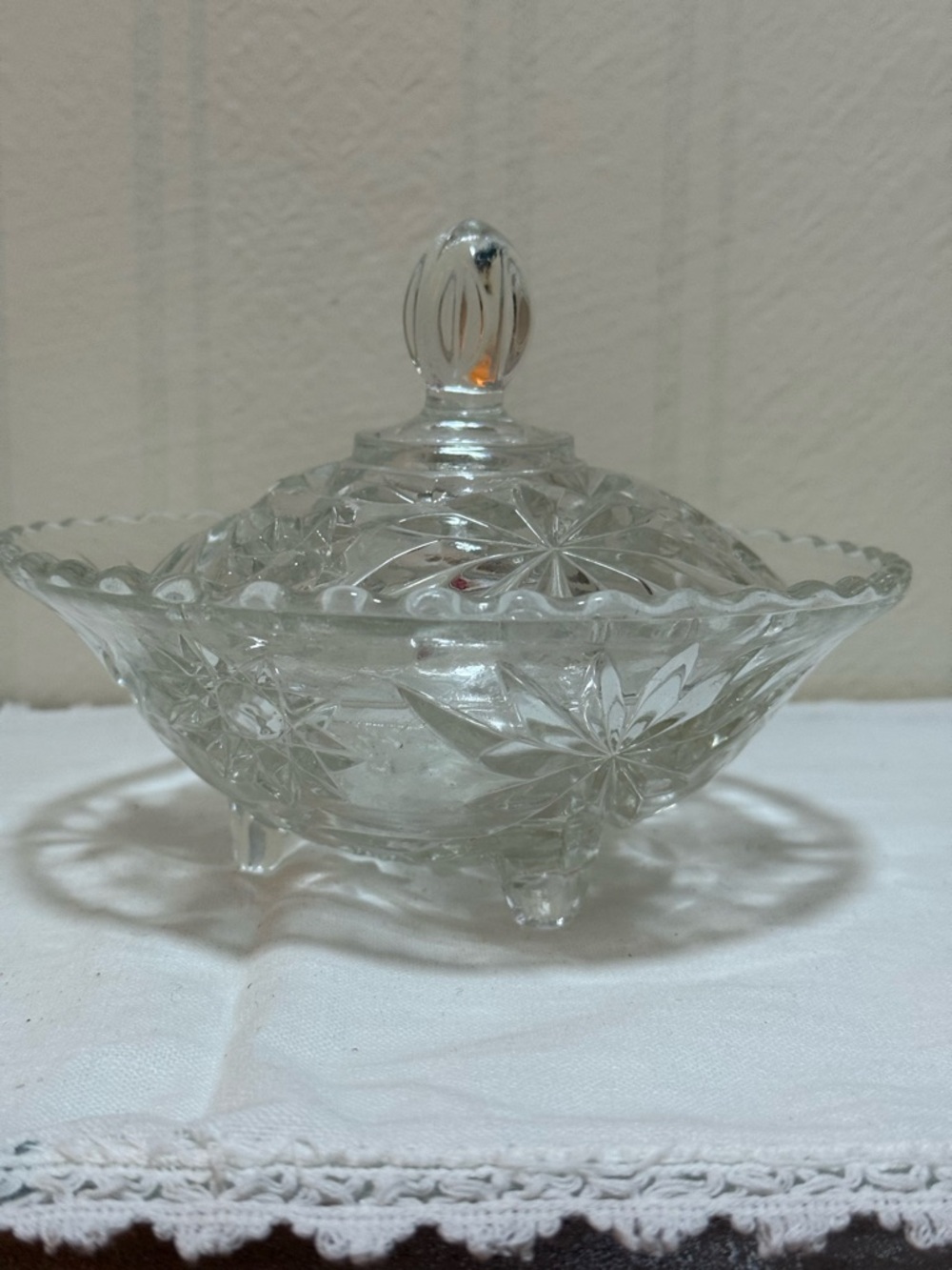 Crystal Cut Glass Covered Candy Dish - Clear - Picture 2 of 6